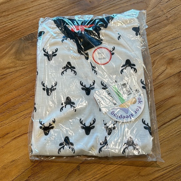 Family PJs Pajamas Baby Infant Toddler Zip Front Footies Matching Deer Print NWT - Picture 5 of 6